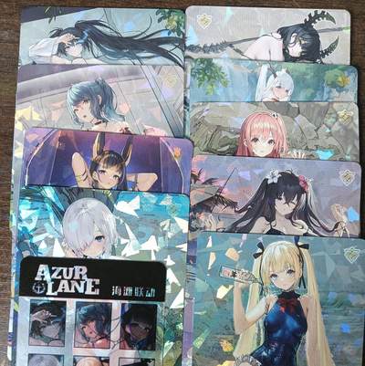 花开卡拍第61期（3月7号周六截拍，品控勿拍!!!拍品不寄存，运费5元（新疆需补运费差价或顺丰到付），自制卡难免瑕疵，可能存在轻微撞角爆边等出厂瑕疵，品控介意勿拍！） - 复读姬卡牌 碧蓝航线 海滩联动 1套9张+1张透明小卡 精致特闪