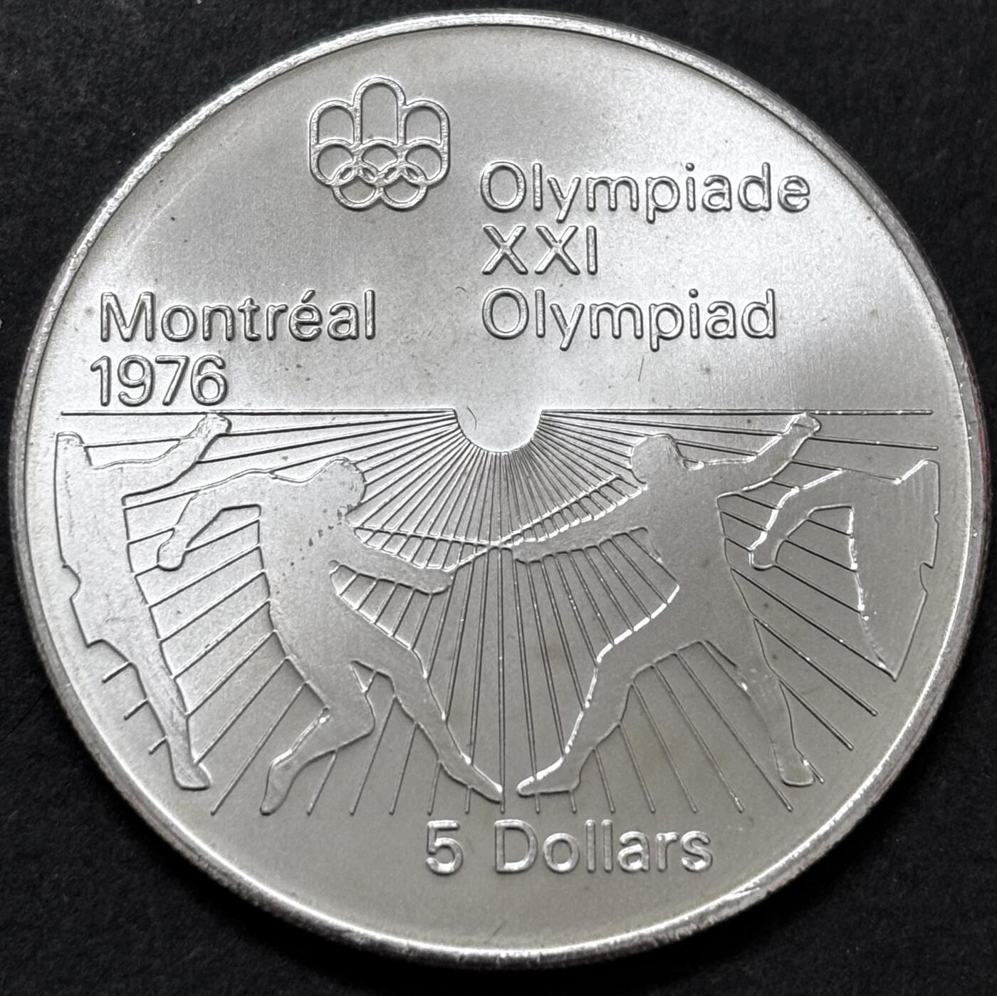 文馨钱币收藏 迎新纳福2026新年第一场（第 287 场）金银老铜币拍卖 原光品相 1976 年加拿大蒙特利尔第 21 届夏季奥林匹克运动会击剑系列 5 元纪念大银币 24.3 克 925 高银，品相可评级