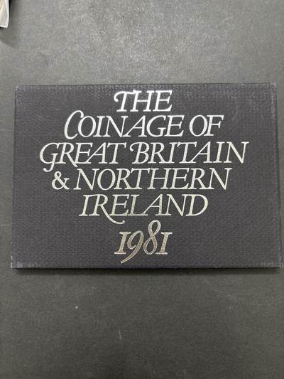 文馨钱币收藏 迎新纳福2026新年第一场（第 287 场）金银老铜币拍卖 - 原封原盒全新  1981 年英国 1/2 便士--50 便士带彩精制币带铜章一套
