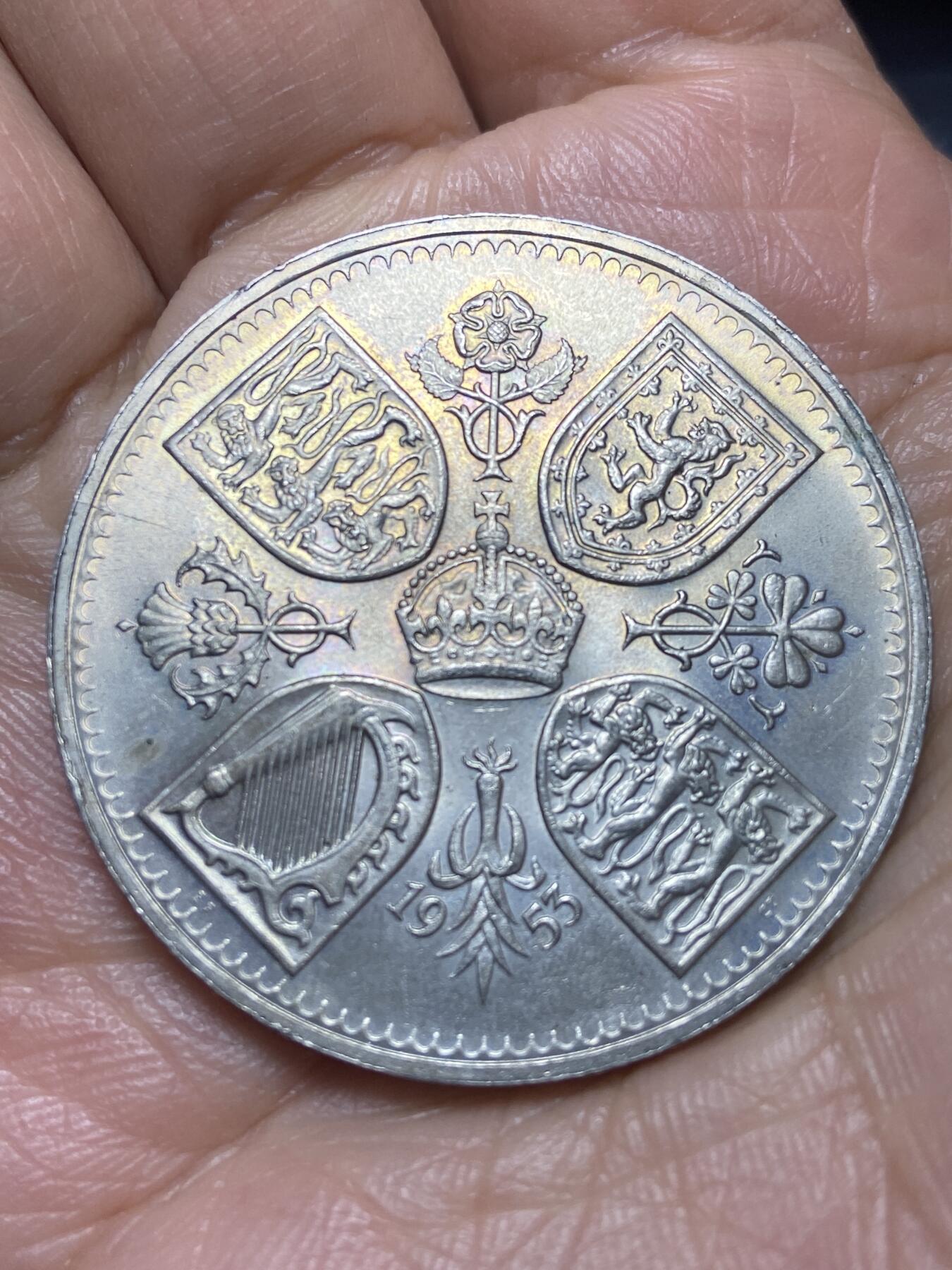 2026年第三场(总第一百七十二场）外国好品散币场(免佣金) 英国🇬🇧1953单年份5先令克朗型币(伊丽莎白二世加冕纪念币)