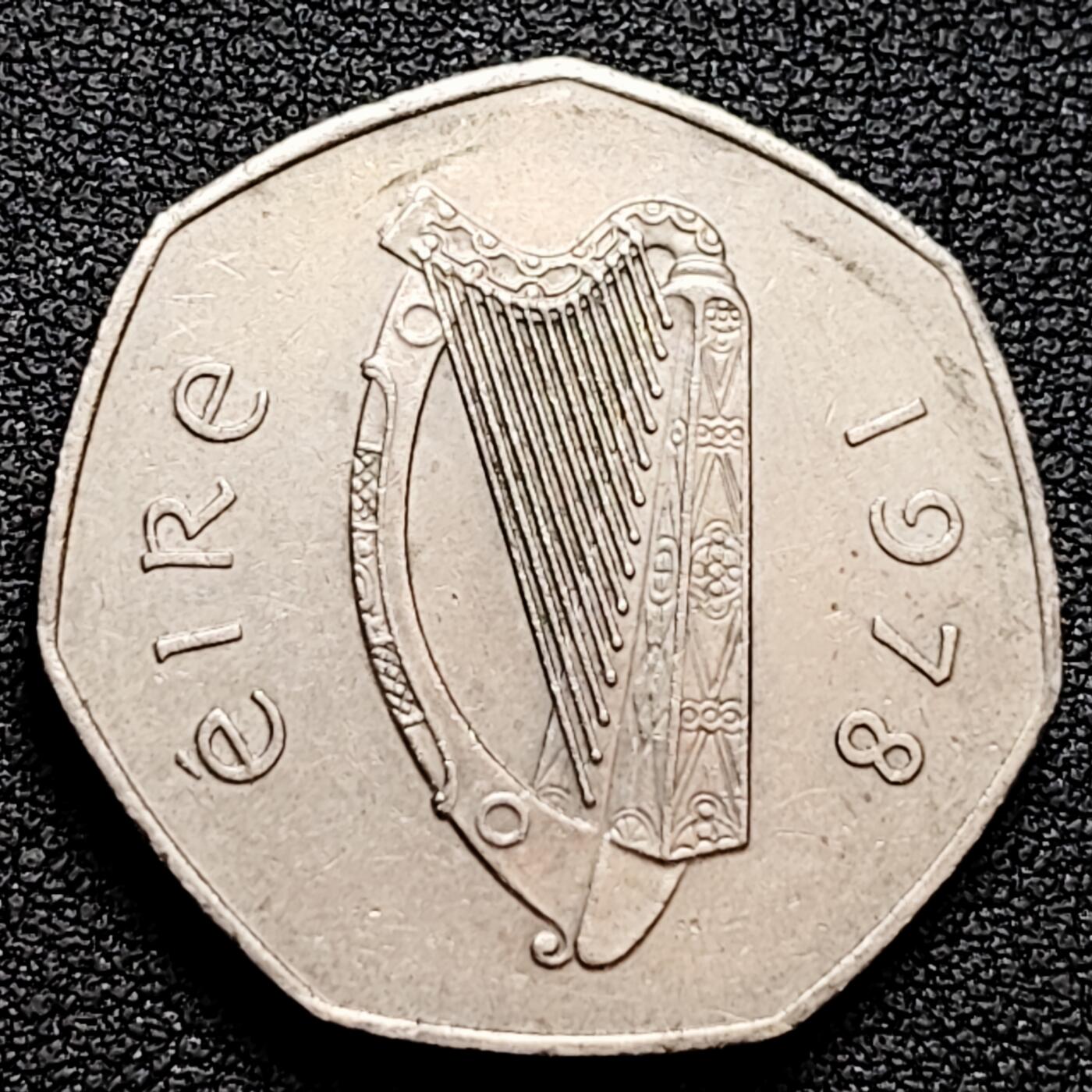 泉币菌-第160场-新年第三场 精品福利场 高币值 鸷鸟 爱尔兰1978年50便士硬币 直径30mm 