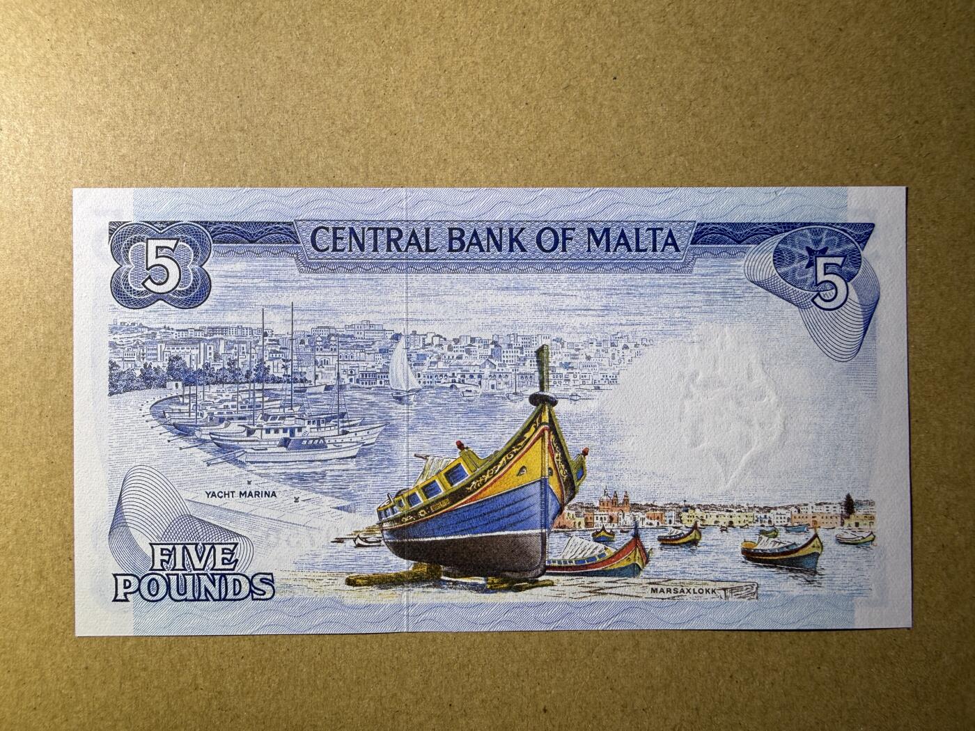 《艾美收藏》第227期-1.3周六外币黄金场-马年首拍 马耳他5里拉 UNC 1973年彩背 无4