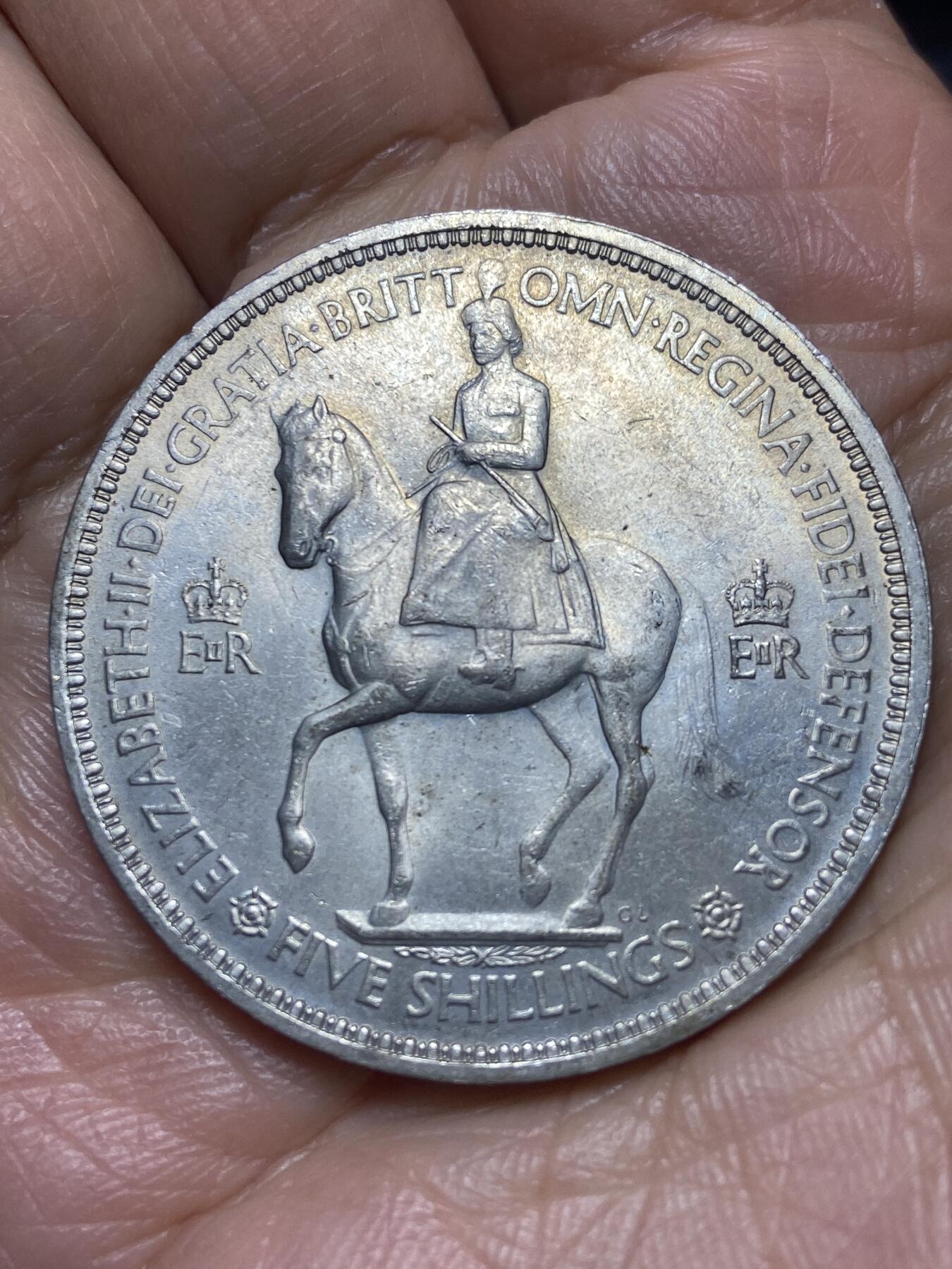 2026年第三场(总第一百七十二场）外国好品散币场(免佣金) 英国🇬🇧1953单年份5先令克朗型币(伊丽莎白二世加冕纪念币)