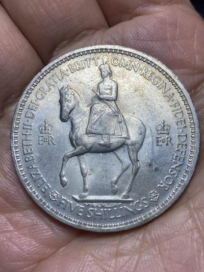 2026年第三场(总第一百七十二场）外国好品散币场(免佣金) - 英国🇬🇧1953单年份5先令克朗型币(伊丽莎白二世加冕纪念币)
