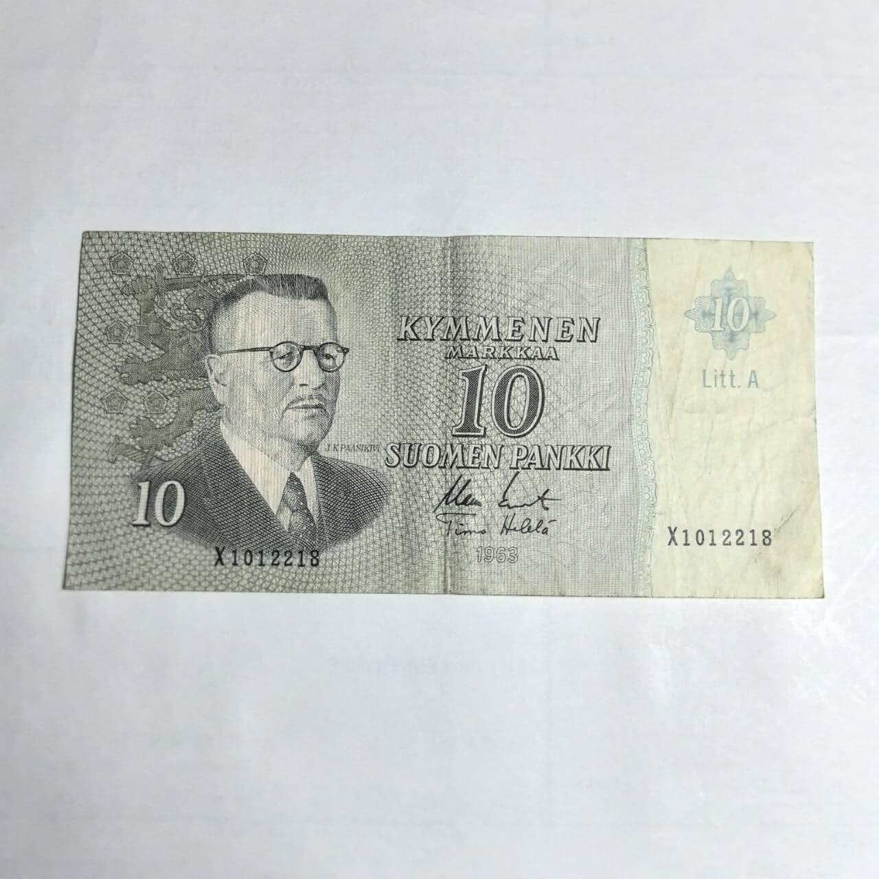 各国外币第106期 无佣金 芬兰10马克尾18（签名2）