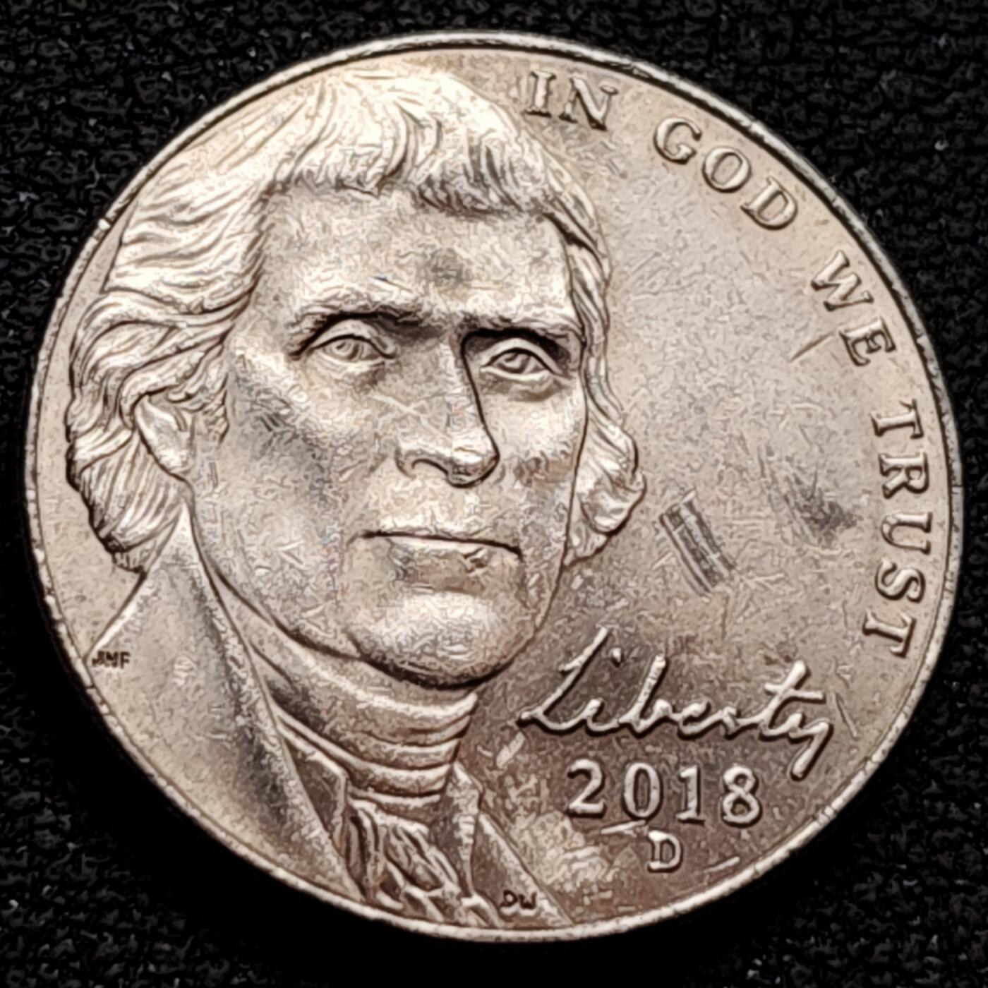 泉币菌-第160场-新年第三场 精品福利场 2018美国5美分总统杰斐逊纪念币