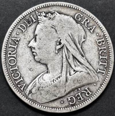 文馨钱币收藏 迎新纳福2026新年第一场（第 287 场）金银老铜币拍卖 - 少见好品 1893 年英国维多利亚披纱版半克朗大银币，流通美品，原汁原味