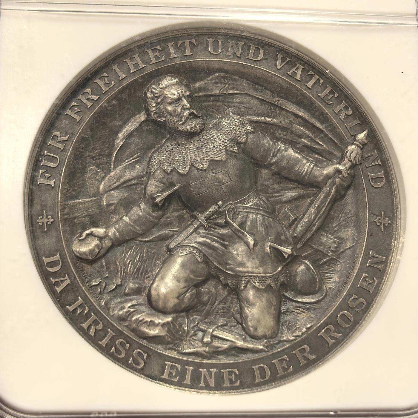 博洋堂“岁启嘉年”2026新年精品大拍专场暨第155期（全场包邮） NGC MS64 1893年瑞士巴塞尔州射击节银章，直径45mm，稀少品种，高浮雕极为传神，包浆状态颇佳