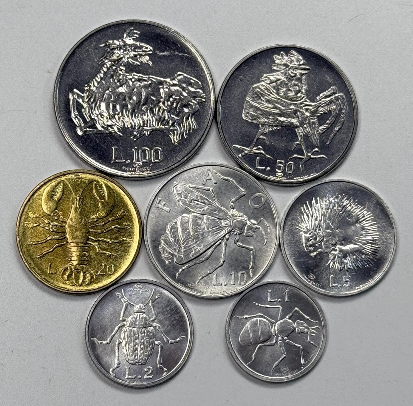 S&S Numismatic世界钱币-拍卖 第117期  圣马力诺1974年 1里拉-100里拉 7枚套币