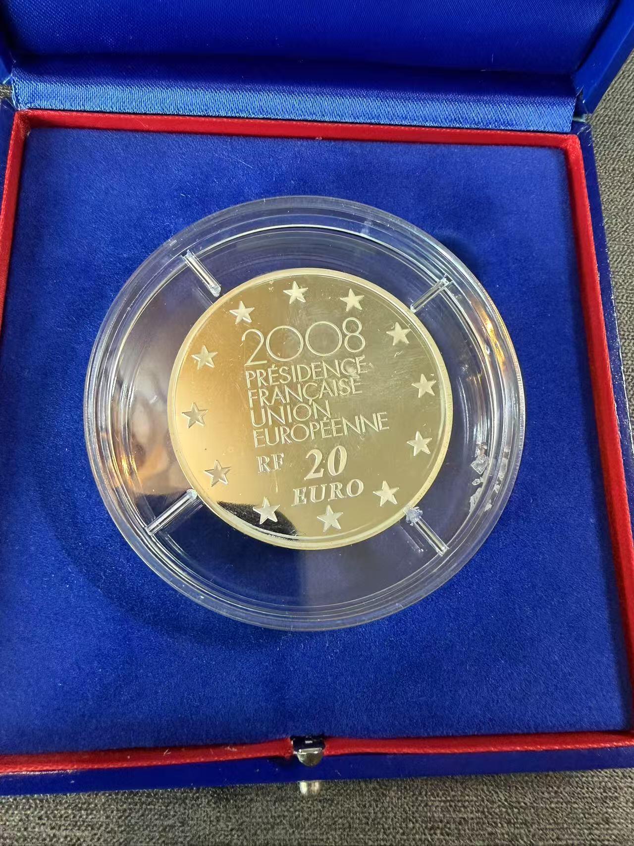 第186期拍卖 法国2008年欧盟轮值主席国5盎司加厚精制纪念银币，950银，发行500枚