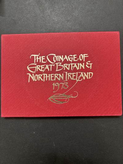 文馨钱币收藏 迎新纳福2026新年第一场（第 287 场）金银老铜币拍卖 - 原封原盒全新  1973 年英国 1/2 便士--50 便士纪念精制币带铜章一套