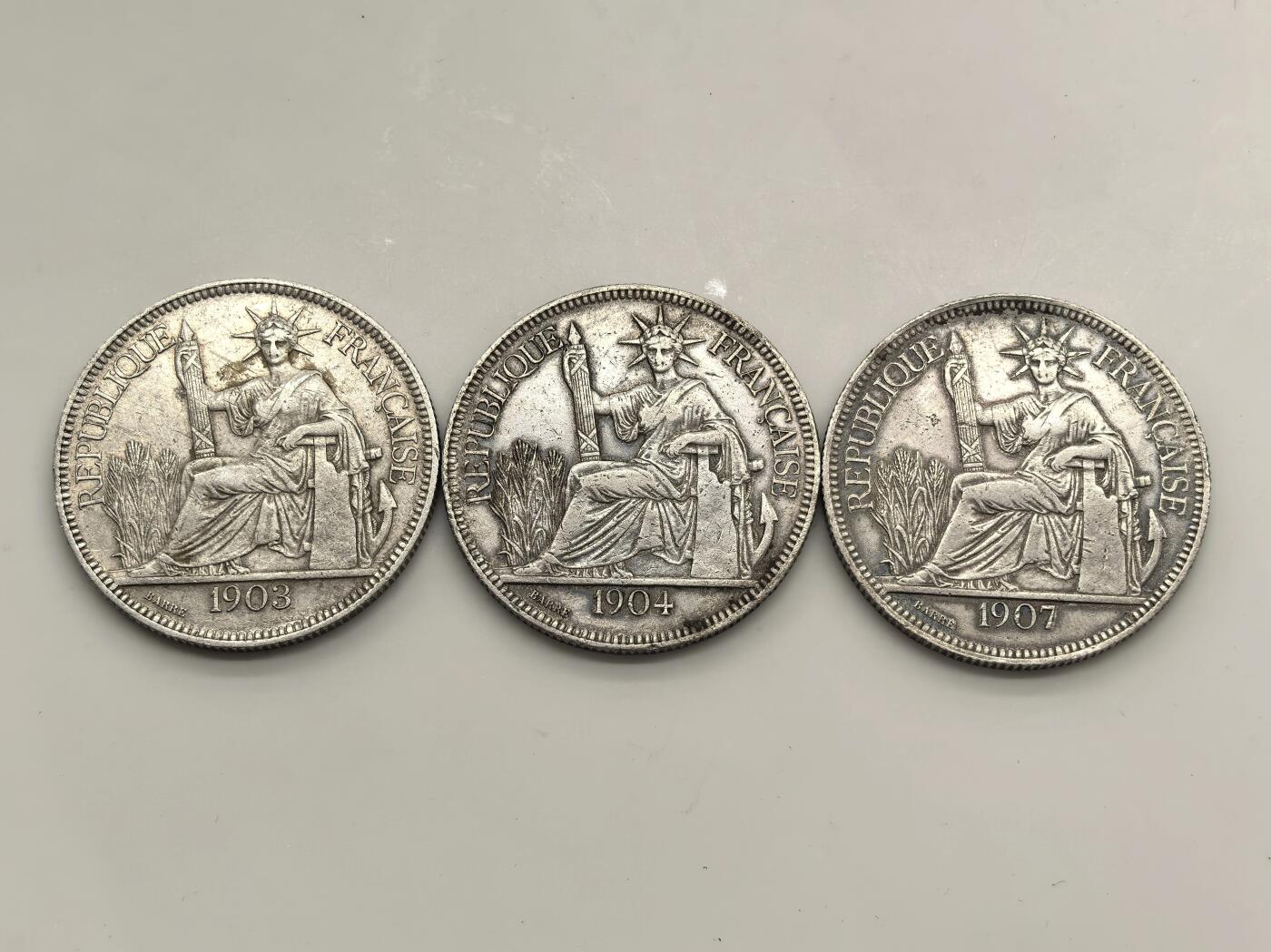 博洋堂“岁启嘉年”2026新年精品大拍专场暨第155期（全场包邮） 法属印支壹圆坐洋一组3枚