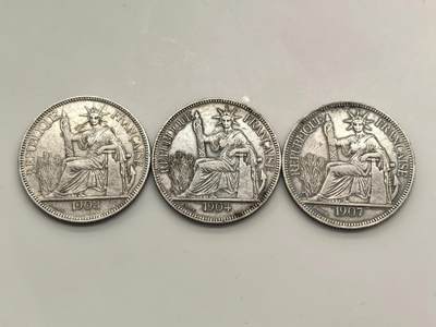 博洋堂“岁启嘉年”2026新年精品大拍专场暨第155期（全场包邮） - 法属印支壹圆坐洋一组3枚