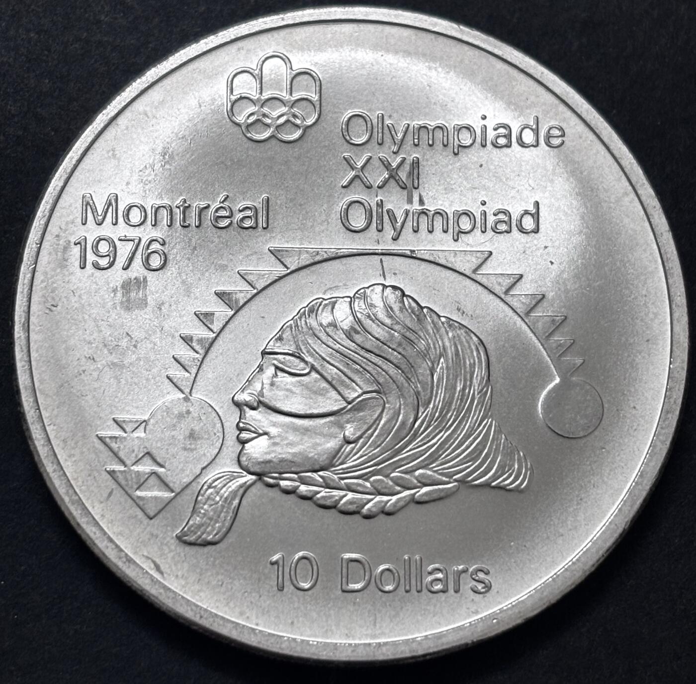 文馨钱币收藏 迎新纳福2026新年第一场（第 287 场）金银老铜币拍卖 原光品相 1975 年加拿大蒙特利尔第 21 届夏季奥林匹克运动会铅球系列 10 元大型纪念银币 48.6 克 925 高银，品相可评级