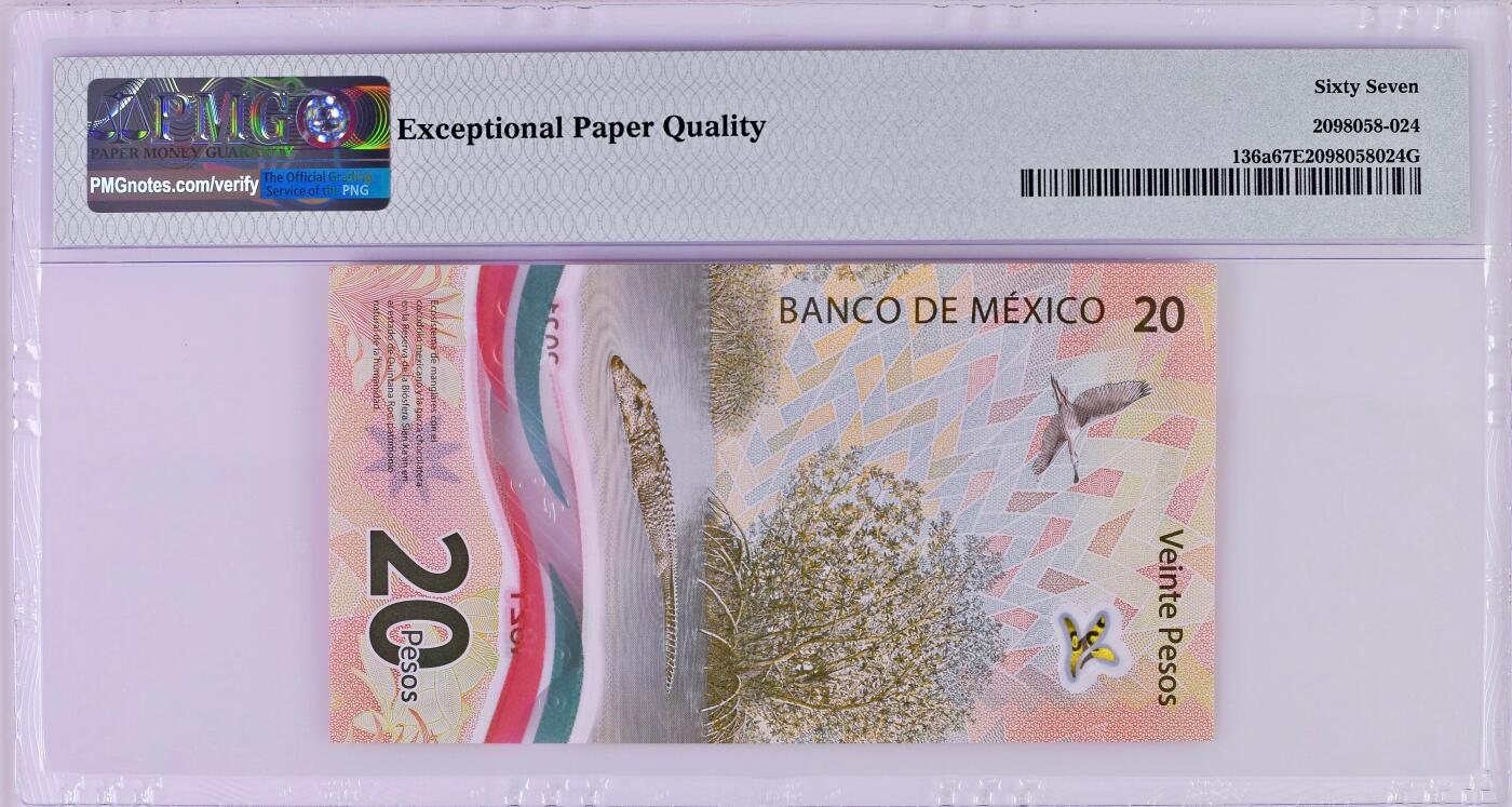 【Blue Auction】世界纸币精拍第771期——18级TOP拍卖/信誉/品质/专业/高效💫 【888豹子号无47】墨西哥 2021年20比索 PMG67EPQ