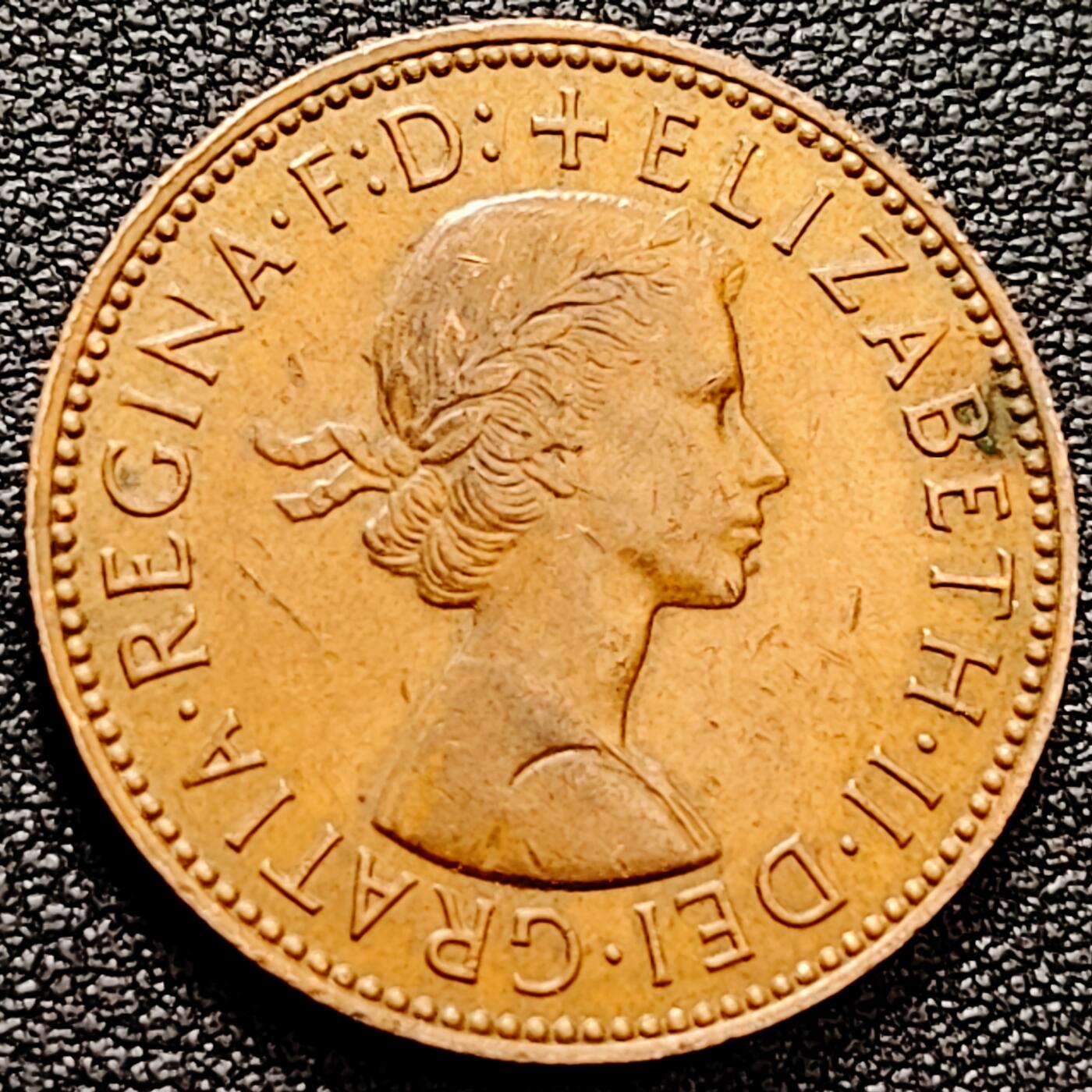 泉币菌-第160场-新年第三场 精品福利场 美品 1967年英国1/2便士铝青铜币 海盗帆船 伊丽莎白二世 25.5mm