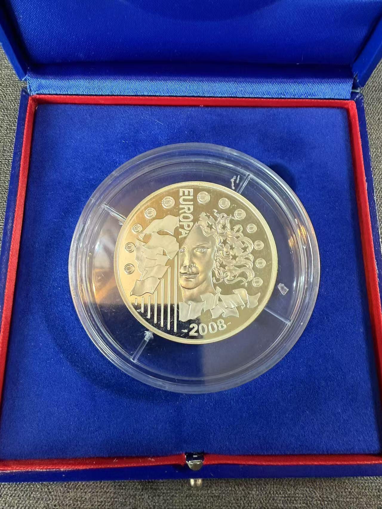 第186期拍卖 法国2008年欧盟轮值主席国5盎司加厚精制纪念银币，950银，发行500枚