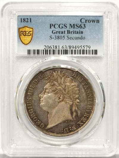 博洋堂“岁启嘉年”2026新年精品大拍专场暨第155期（全场包邮） - PCGS MS63 英国1821年乔治四世马剑银币 镜面感十足
