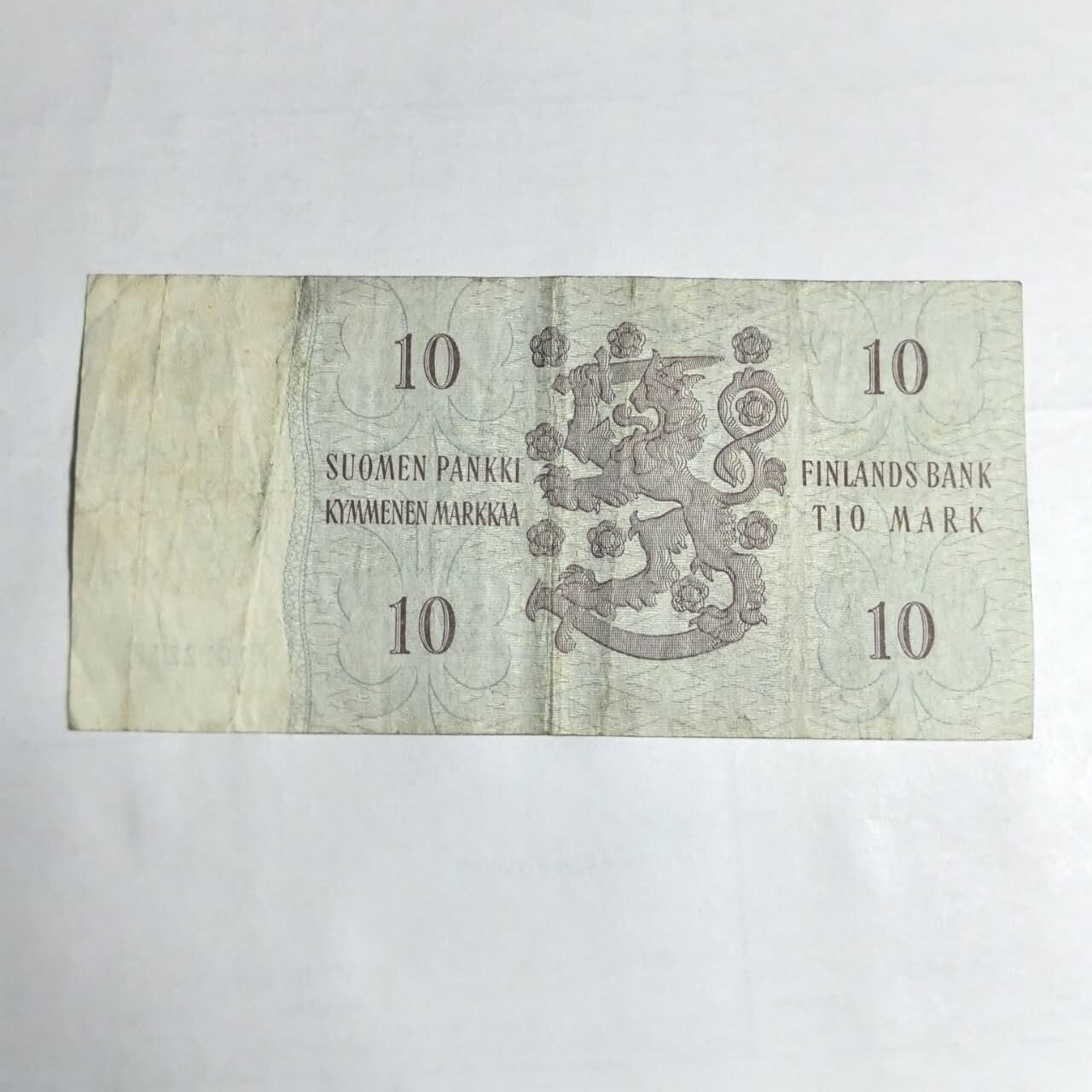 各国外币第106期 无佣金 芬兰10马克尾18（签名2）