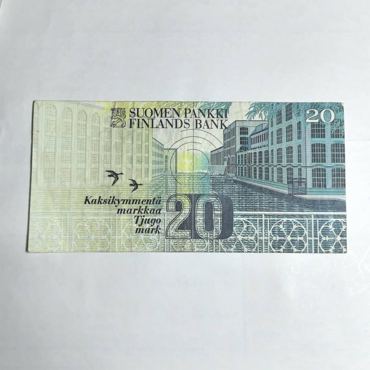 各国外币第106期 无佣金 芬兰20马克尾79（签名6）