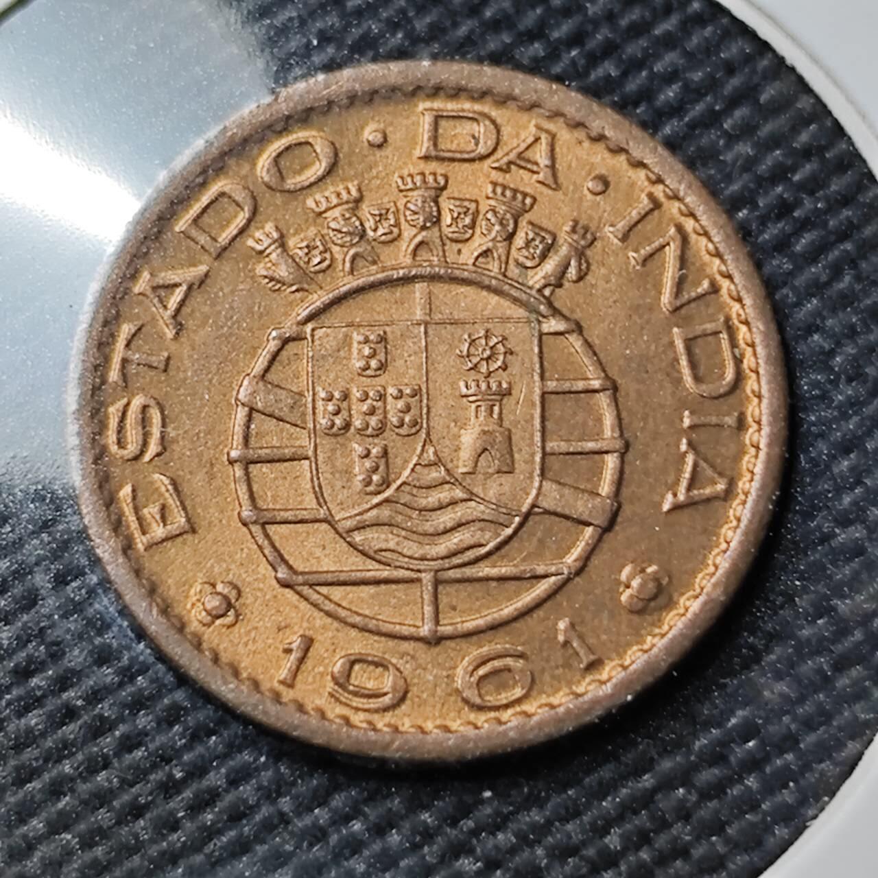 KK钱币收藏小铺  第383期  2月预留时间 周末发货  1961葡属印度10分铜币 好品