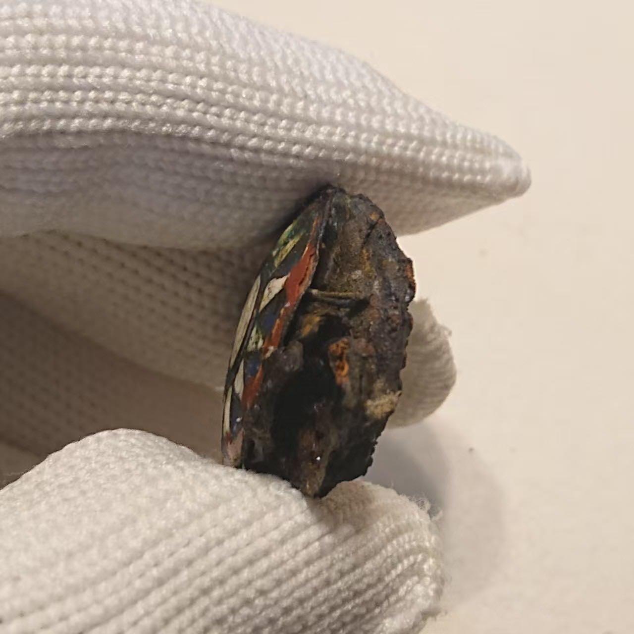 【第肆場】近代勋奖章徽章服饰杂项专场 民国红圈珐琅官兵帽徽_2枚重叠已锈蚀