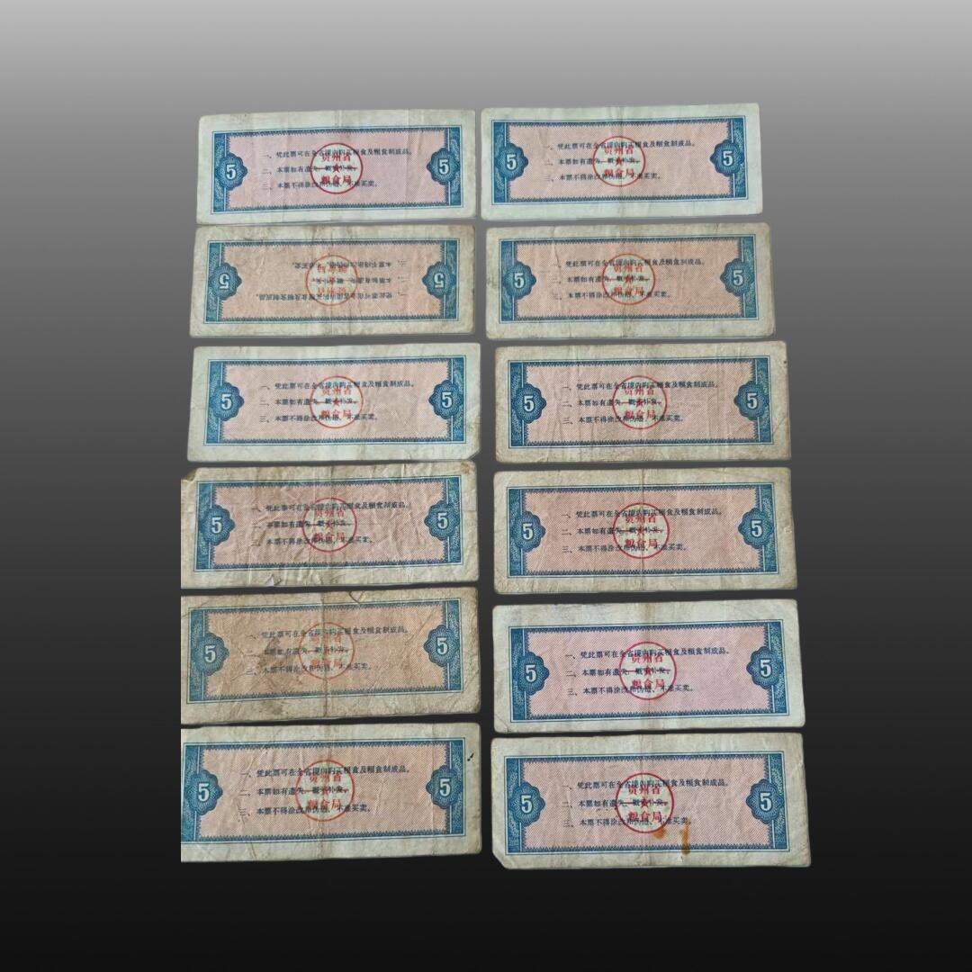 程曦曙光-安欣 全国通用粮票11张，贵州省地方粮票20张布票12张