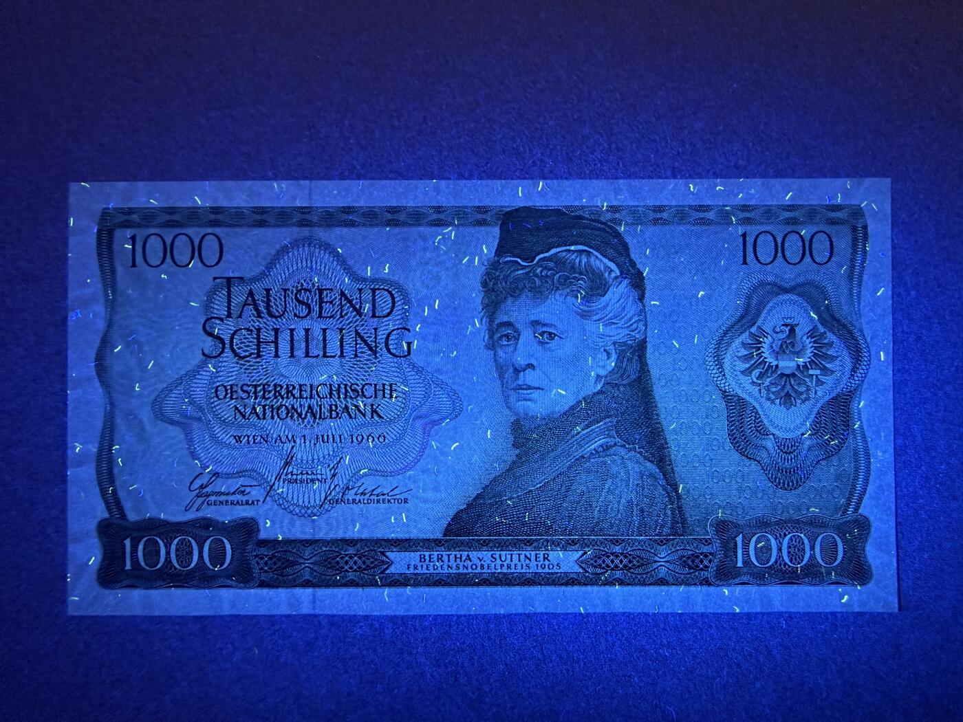 《艾美收藏》第227期-1.3周六外币黄金场-马年首拍 奥地利1000先令 UNC 1966年 奥地利女作家苏特纳 无4绝品