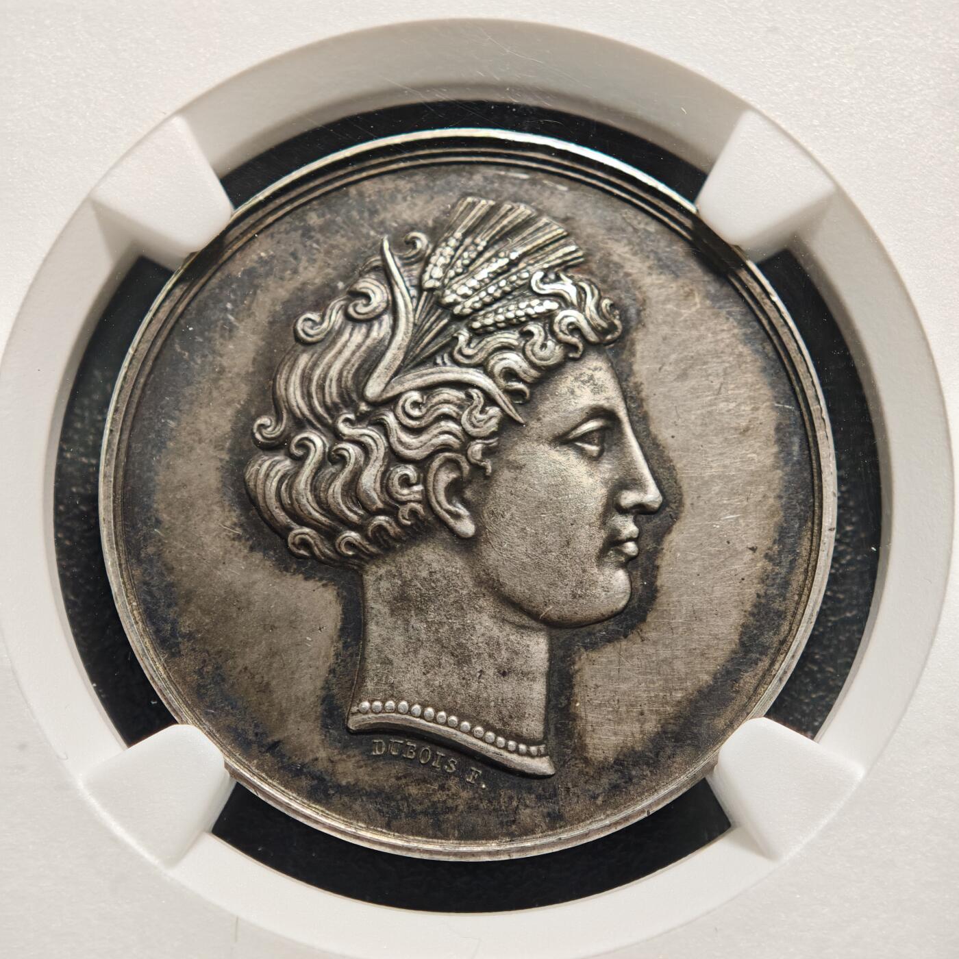 【德藏】世界币章拍卖第160期 1820年法国农业协会女神银章 NGC MS62 原味包浆 好品好状态