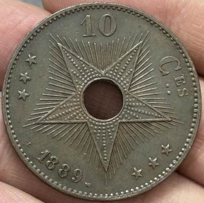 文馨钱币收藏 迎新纳福2026新年第一场（第 287 场）金银老铜币拍卖 - 稀少极美品 1889 年比属刚果自由邦 利奥波德二世时期 10 分大铜币，这种极美品也是难得一见，可以送评级
