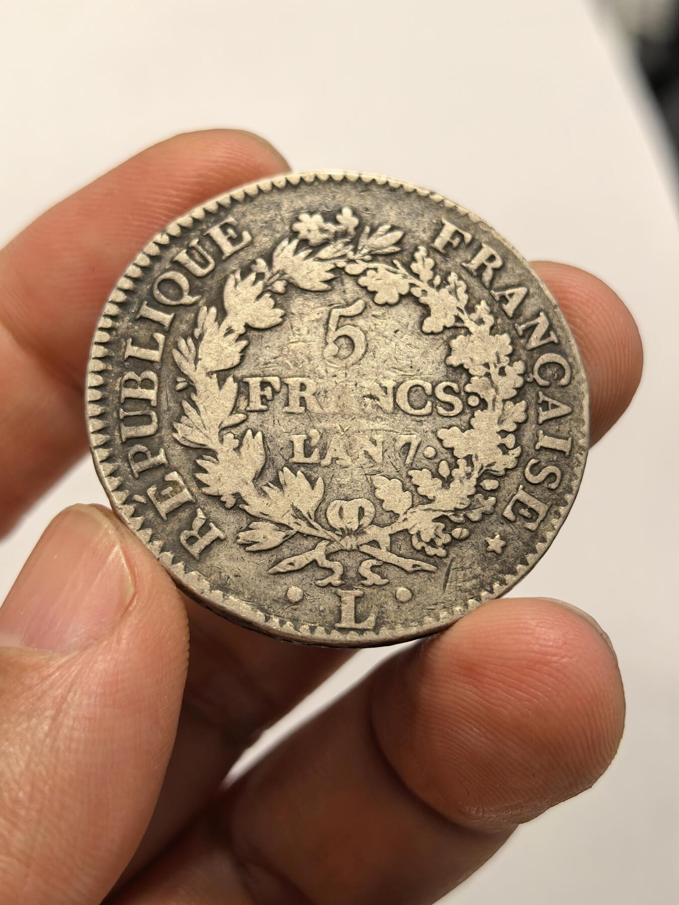 博洋堂“岁启嘉年”2026新年精品大拍专场暨第155期（全场包邮） 法兰西第一共和国1798年LAN7年大力神5法郎银币 L版稀少