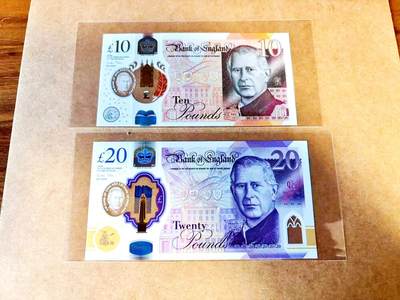 【Blue Auction】世界纸币精拍第771期——18级TOP拍卖/信誉/品质/专业/高效💫 - 【一组2张 含无47】英国 2024年10-20镑 全新UNC