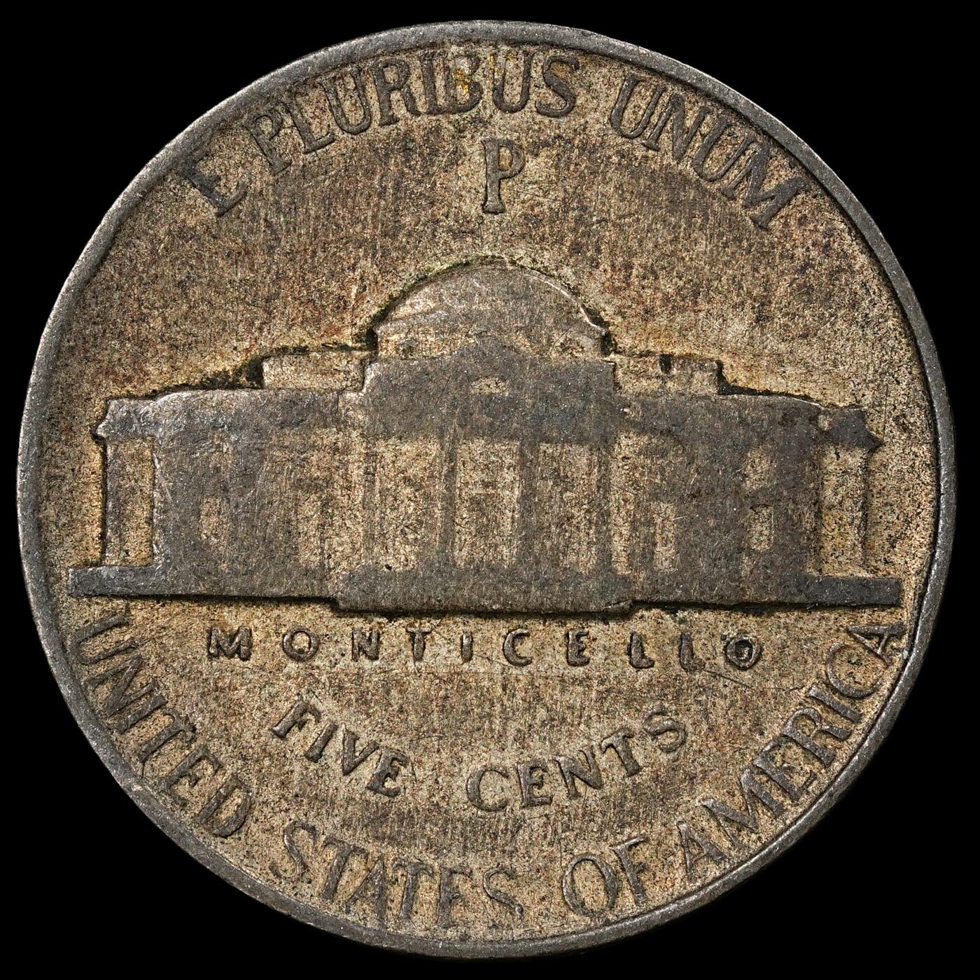 修遠堂世界钱币第一百期 1943年美国含银5美分 4.75g，含银35%