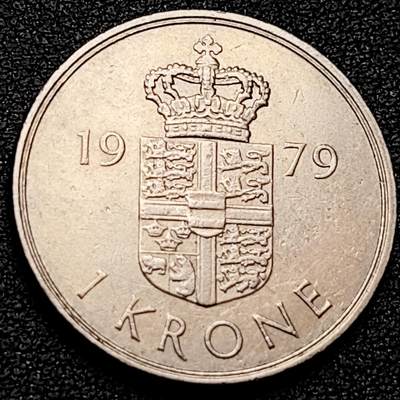 泉币菌-第159场-开年第二场 ，新年快乐！（特修改截拍时间为23:30分） - 1979年 丹麦1克朗铜镍币 玛格丽特二世 25mm