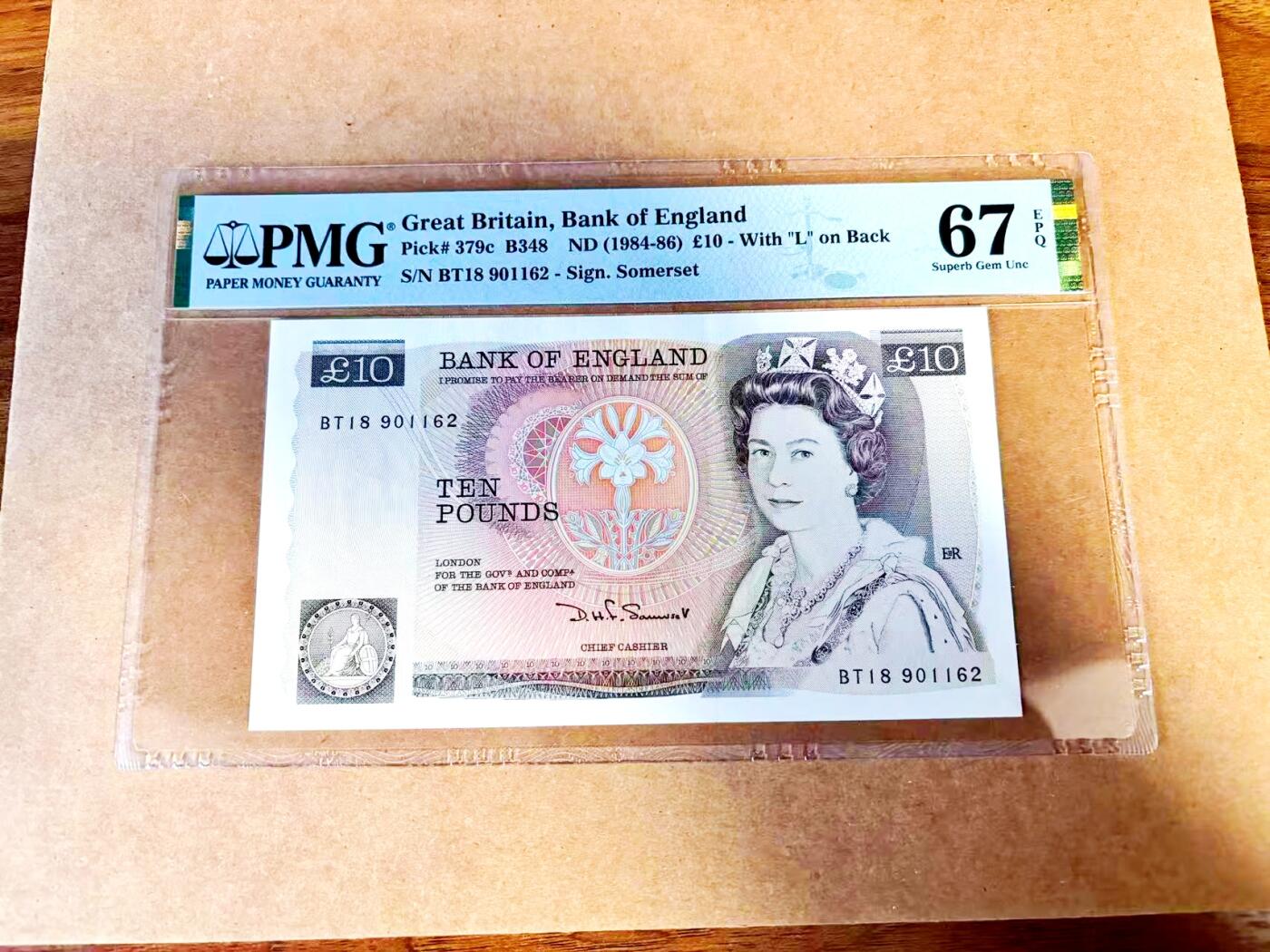 【Blue Auction】世界纸币精拍第771期——18级TOP拍卖/信誉/品质/专业/高效💫 【无47】英国 D序列 1984-86年10镑 PMG67EPQ 高分