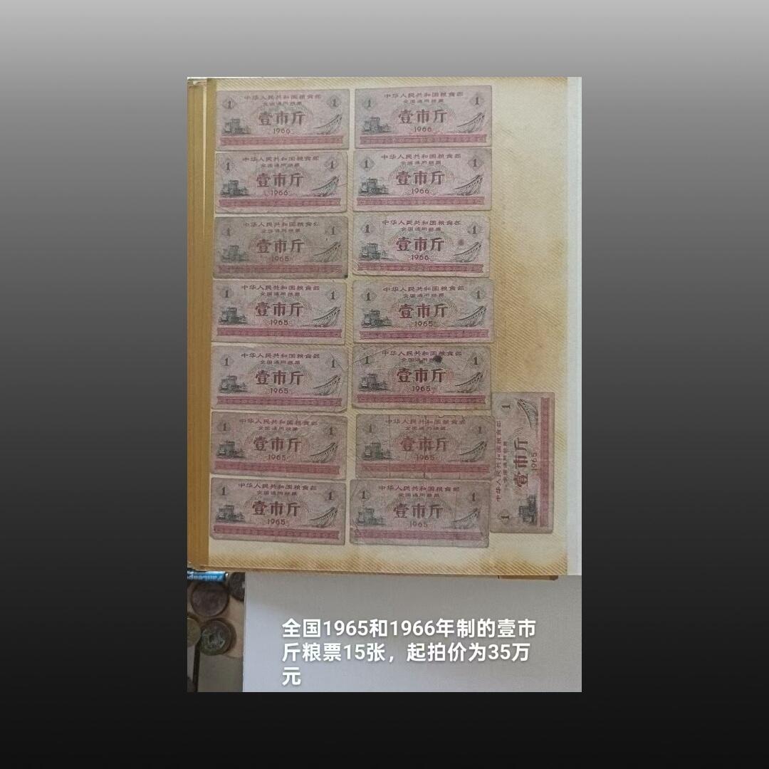 程曦曙光-安欣 全国1965和1966年制的1壹市斤粮票15张