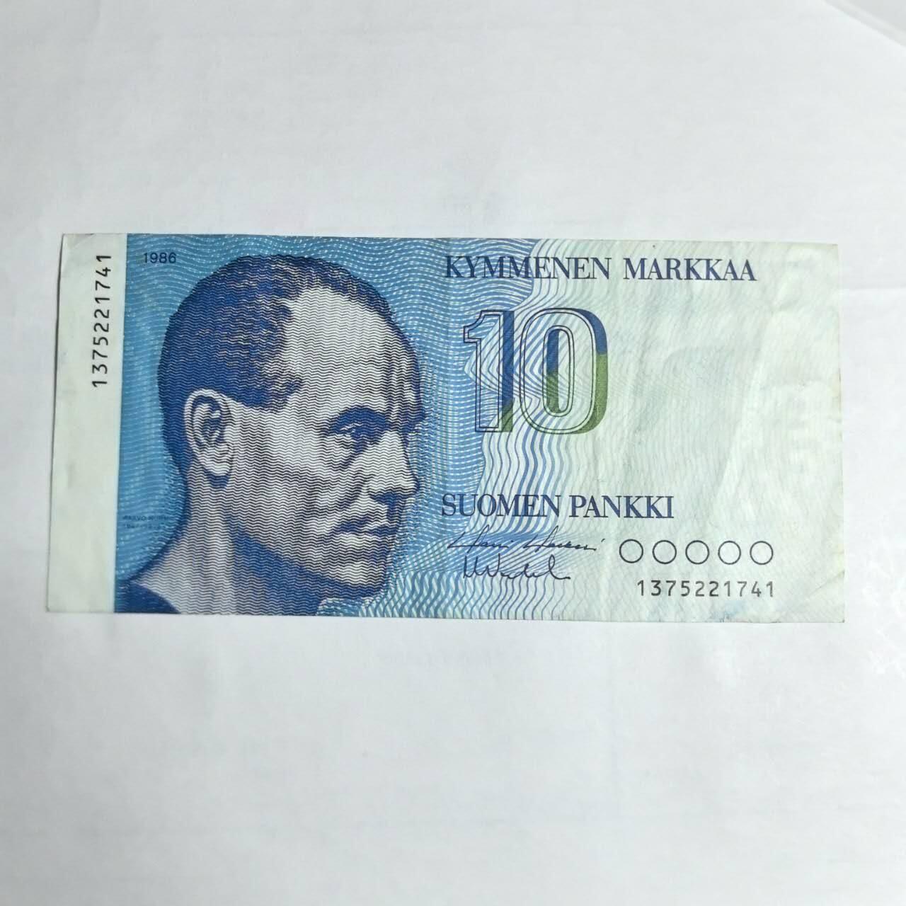 各国外币第106期 无佣金 芬兰10马克尾41（签名6）