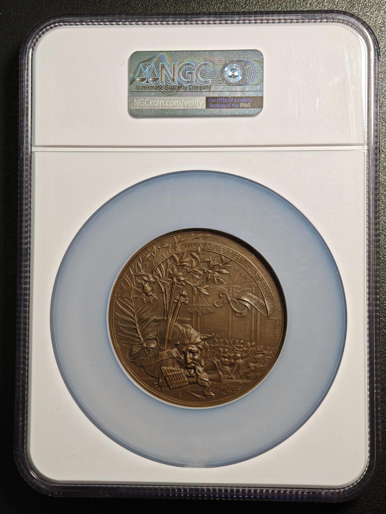 【德藏】世界币章拍卖第160期 1825年奥地利音乐家约翰施特劳斯大铜章 名家沙夫作品 NGC MS65 顶级品相状态 