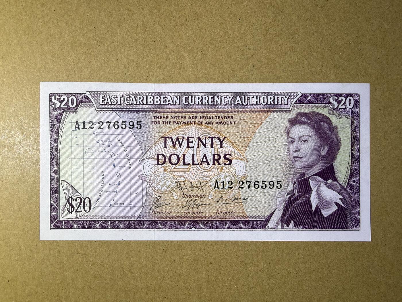 《艾美收藏》第227期-1.3周六外币黄金场-马年首拍 东加勒比20元 AU 1965年戎装女王 无4