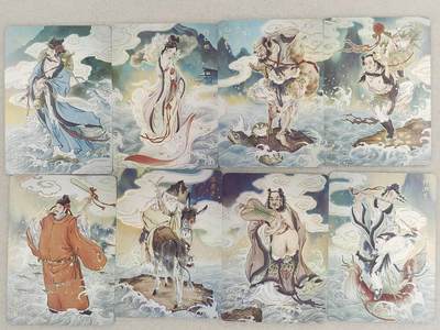 龙虎卡牌-七零场，2026首场，全场包邮！！（无佣金，周六结拍，欢迎送拍） - 彩闪8张 燎原焱卡 列仙卷 彫仙-八仙一套