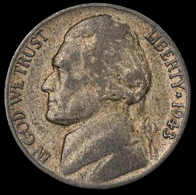 修遠堂世界钱币第一百期 - 1943年美国含银5美分 4.75g，含银35%