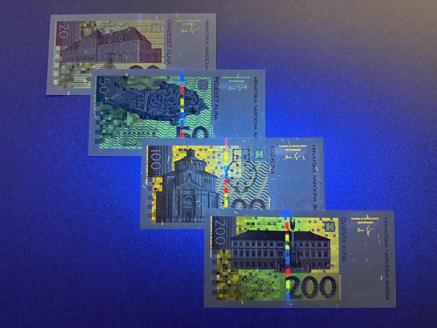 《艾美收藏》第227期-1.3周六外币黄金场-马年首拍 克罗地亚20-200库纳4张 UNC 2012年版