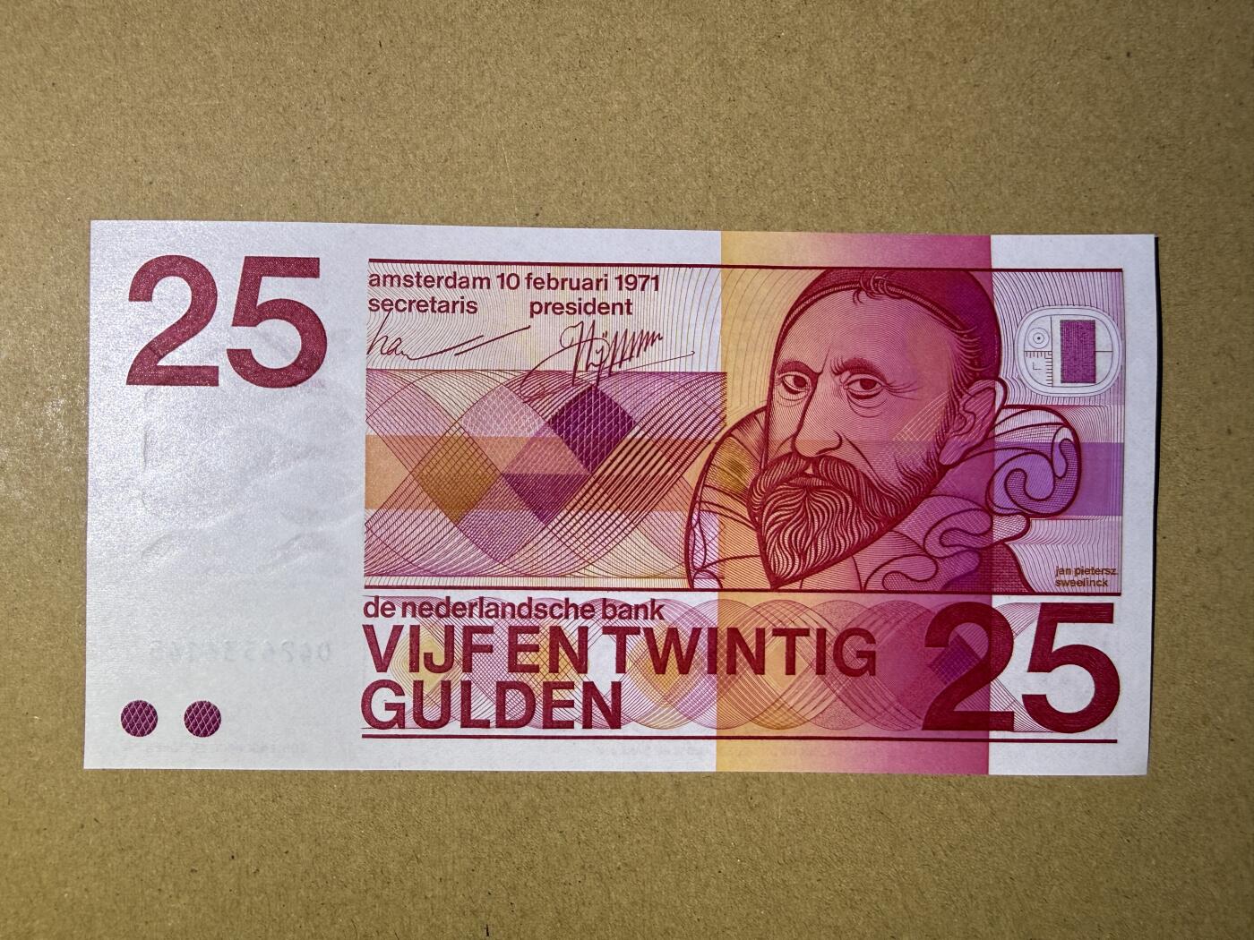 《艾美收藏》第227期-1.3周六外币黄金场-马年首拍 荷兰25盾 UNC 人像版