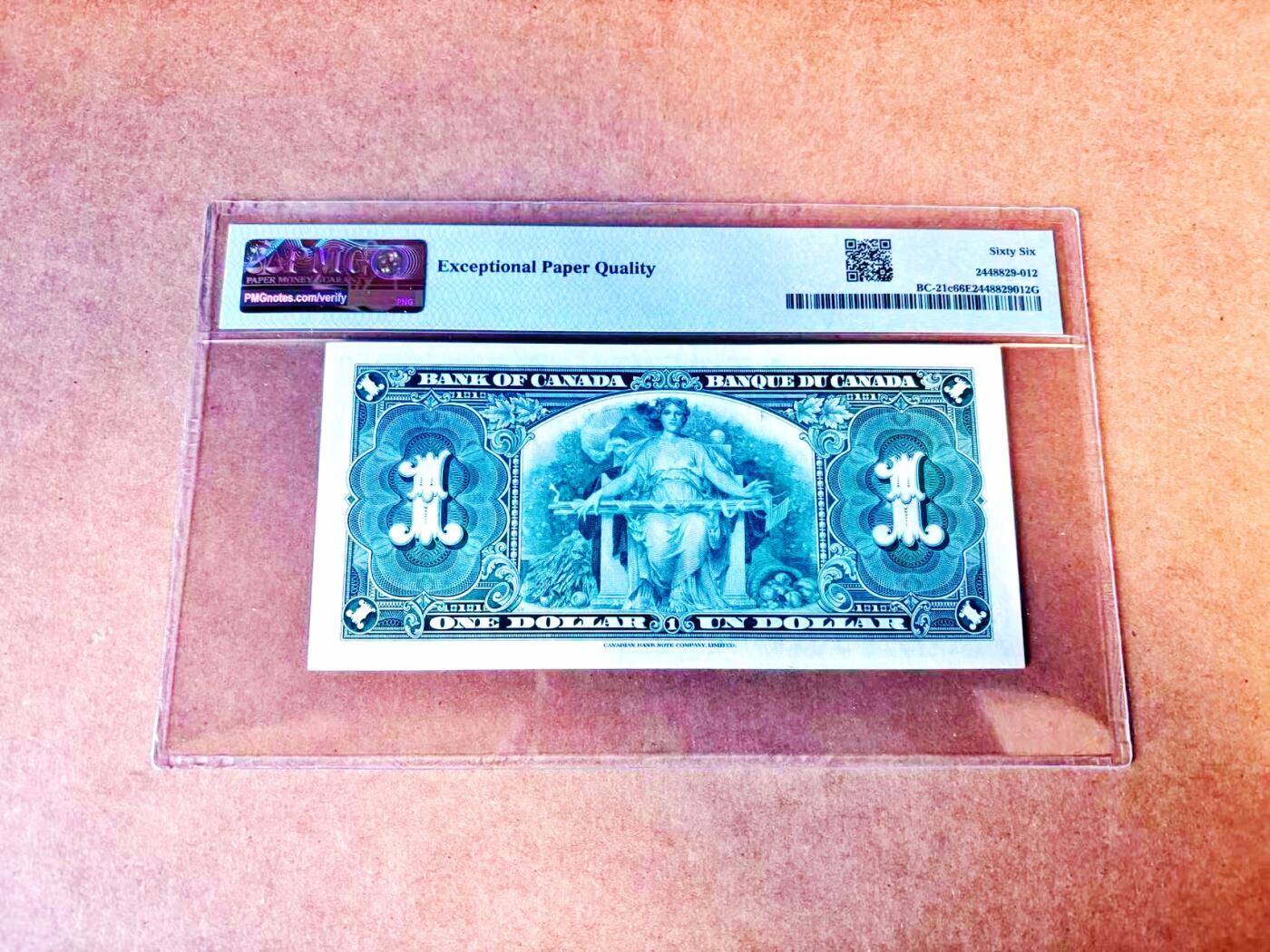 【Blue Auction】世界纸币精拍第771期——18级TOP拍卖/信誉/品质/专业/高效💫 【无47】加拿大 1937年1元 PMG66EPQ 高分 英王乔六 丰收女神