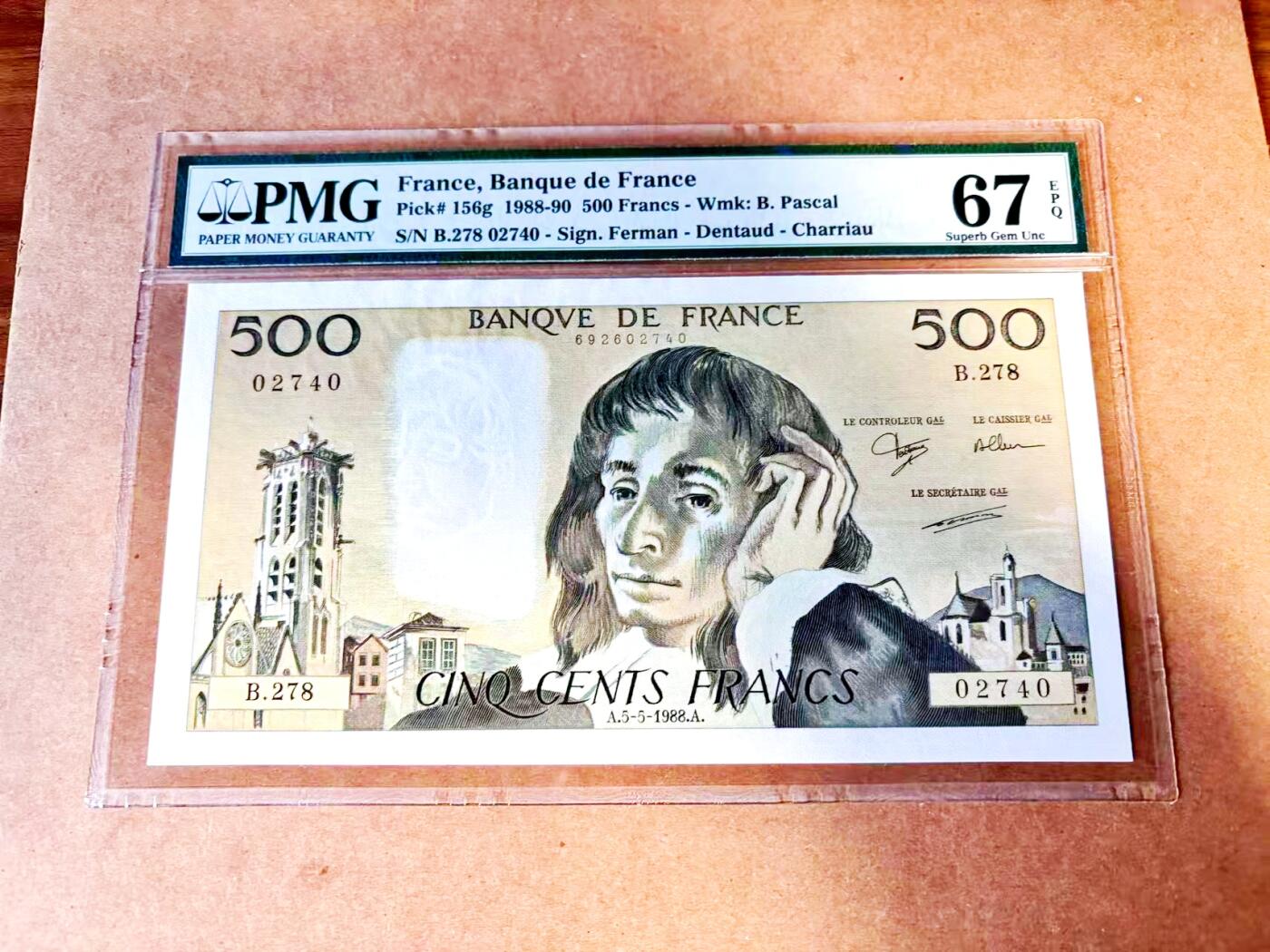 【Blue Auction】世界纸币精拍第771期——18级TOP拍卖/信誉/品质/专业/高效💫 法国 1988年500法郎 PMG67EPQ 老壳