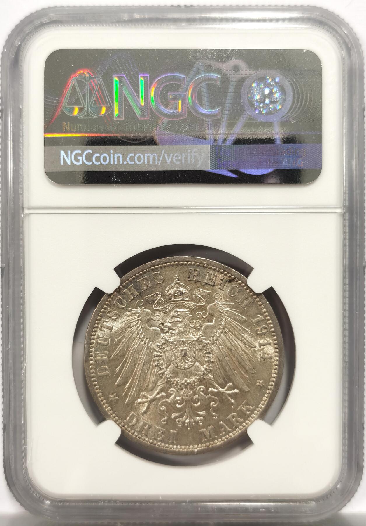 博洋堂“岁启嘉年”2026新年精品大拍专场暨第155期（全场包邮） NGC MS61 德国普鲁士1914年威廉二世军装3马克银币 无花枝版出分较少