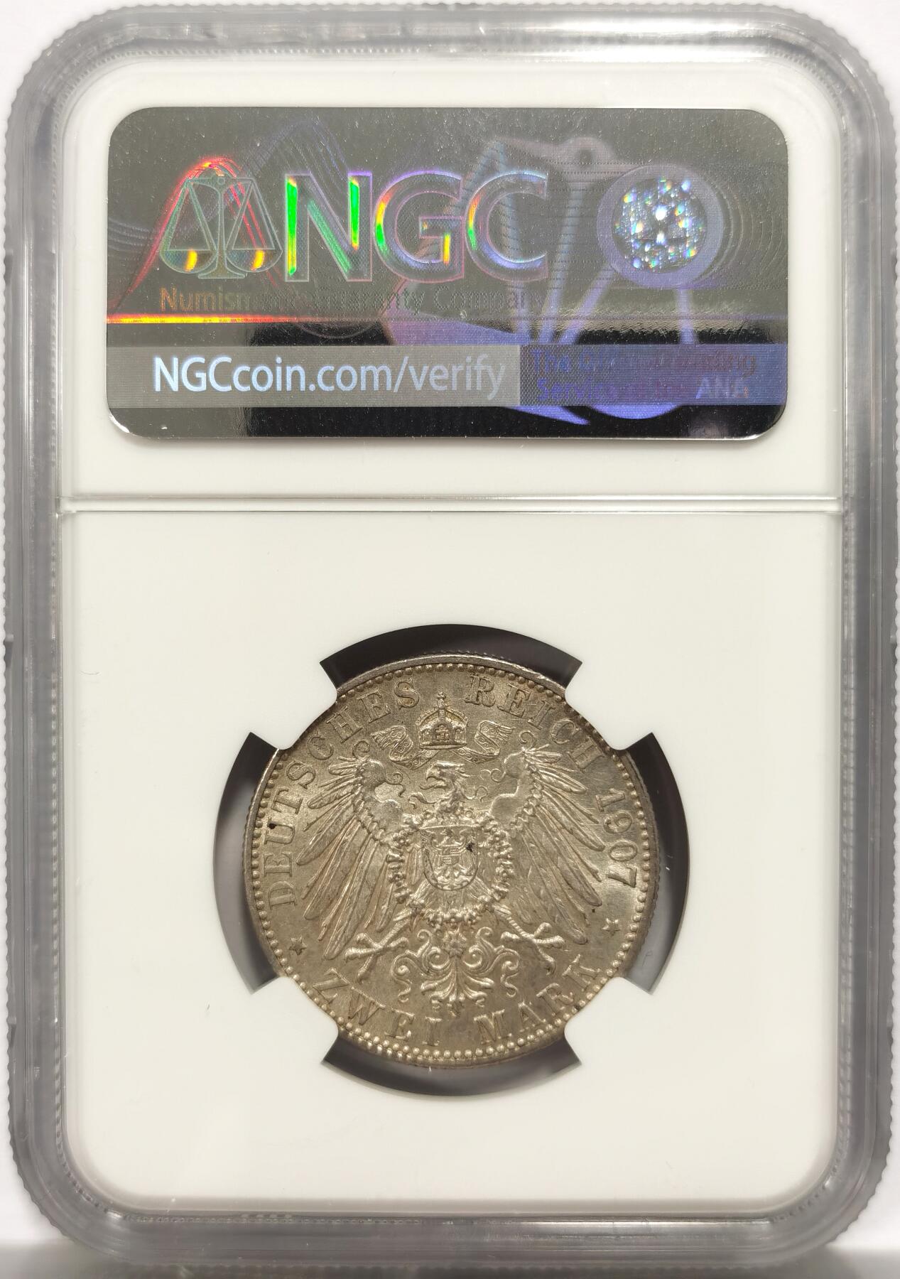 博洋堂“岁启嘉年”2026新年精品大拍专场暨第155期（全场包邮） NGC MS62 德国巴登1907年逝世纪念2马克银币