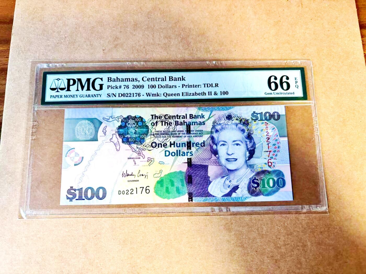 【Blue Auction】世界纸币精拍第771期——18级TOP拍卖/信誉/品质/专业/高效💫 巴哈马 2009年100元 PMG66EPQ 