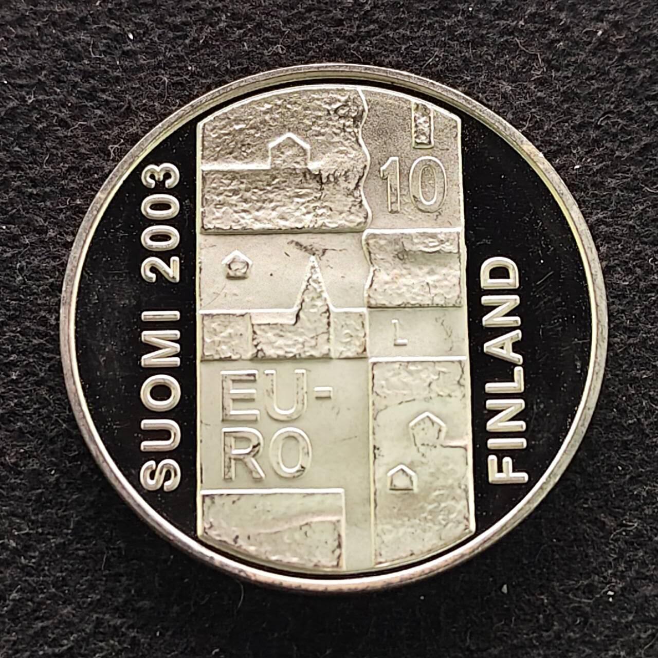 【全场包邮】纯粹捡漏拍491场（免费代拍第28场） 芬兰2003年10欧元政治家安德斯·屈德纽斯（古典自由主义重要人物）诞生200周年精制纪念银币
