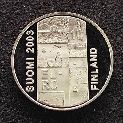 【全场包邮】纯粹捡漏拍491场（免费代拍第28场） - 芬兰2003年10欧元政治家安德斯·屈德纽斯（古典自由主义重要人物）诞生200周年精制（38.6毫米27.4克）纪念银币